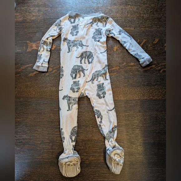 Burt's Bees Gray Jaguar Animal Print Footie Pajamas - Picture 3 of 3